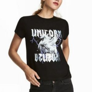 Whimsical Divided Black Vintage Fantasy Unicorn Pegasus T Shirt